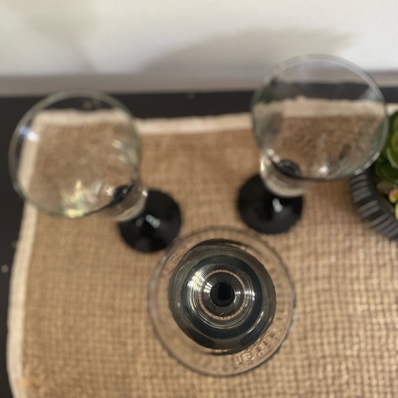 SET OF 3 VINTAGE LUMINARC BLACK STEM CHAMPAGNE FLUTE GLASSES - Picture 6 of 9